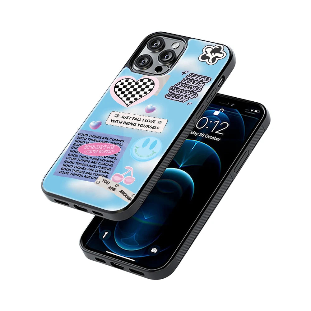 Protective Glass Back Phone Case Compatible with iPhone, Samsung, OnePlus, Pixel & More