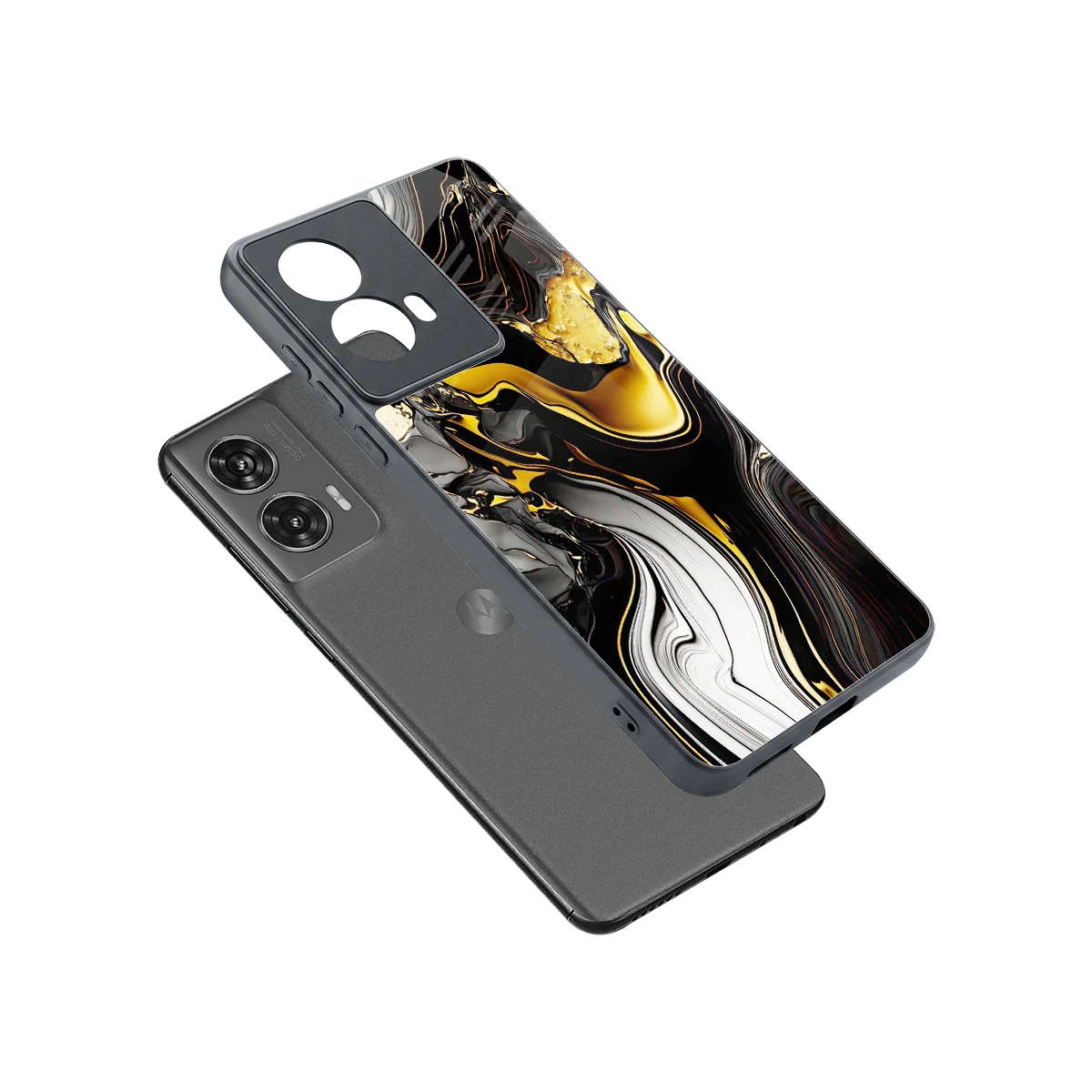Bronze Glow sleek motorola edge 50 fusion cover with tempered glass back and TPU edges