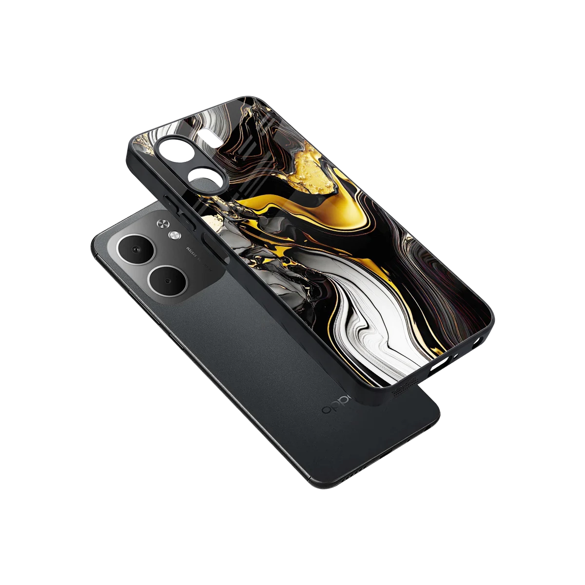 Bronze Glow sleek oppo a5x 5g cover with tempered glass back and TPU edges