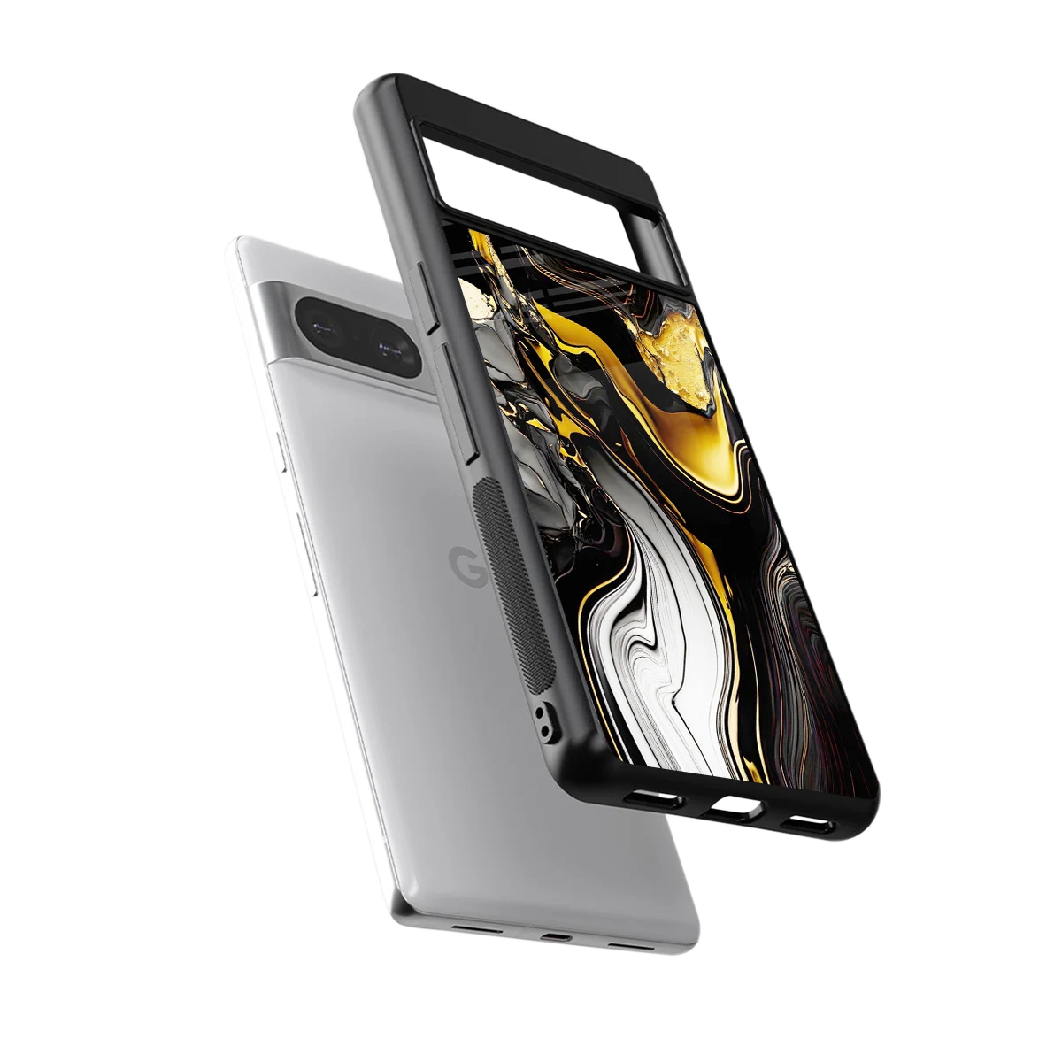 Bronze Glow sleek google pixel 8 cover with tempered glass back and TPU edges