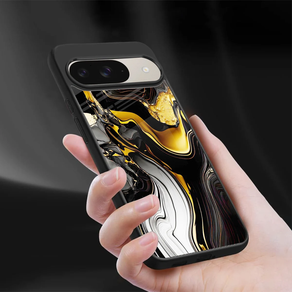 Bronze Glow sleek google pixel 9 cover with tempered glass back and TPU edges