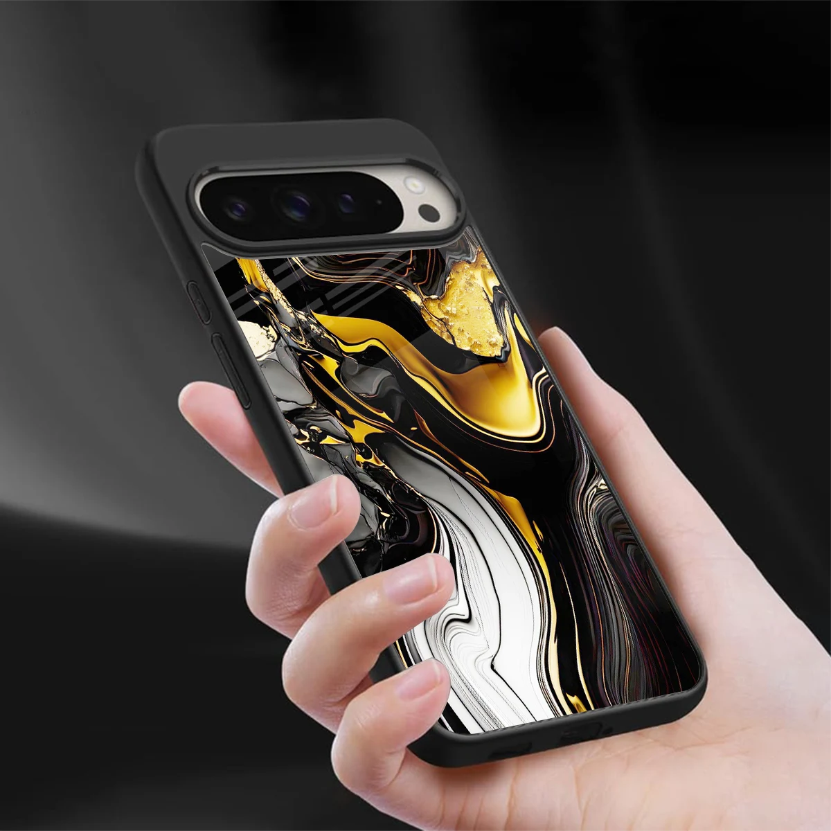 Bronze Glow sleek google pixel 9 pro xl cover with tempered glass back and TPU edges