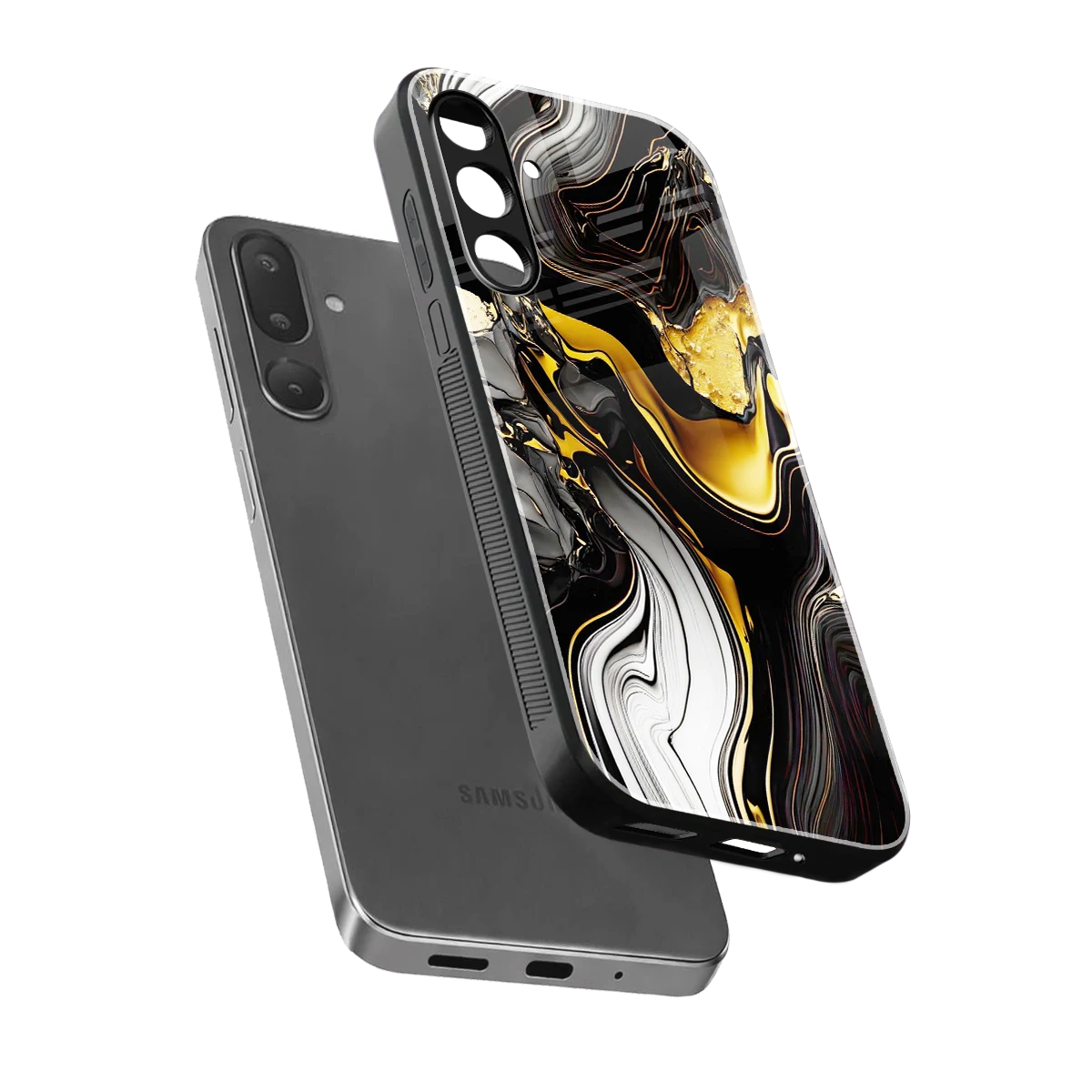 Bronze Glow sleek samsung galaxy m56 5g cover with tempered glass back and TPU edges