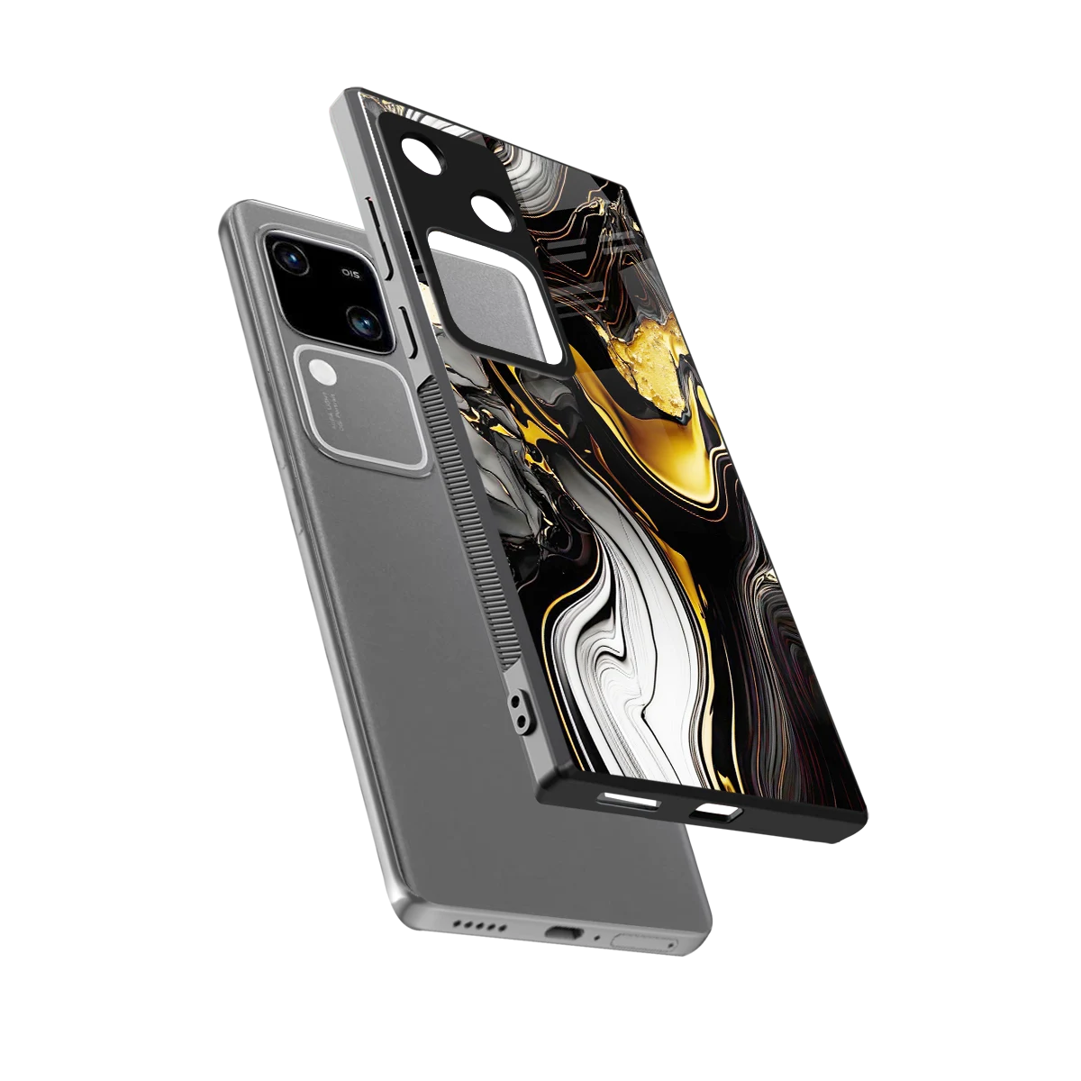 Bronze Glow sleek vivo v30 cover with tempered glass back and TPU edges