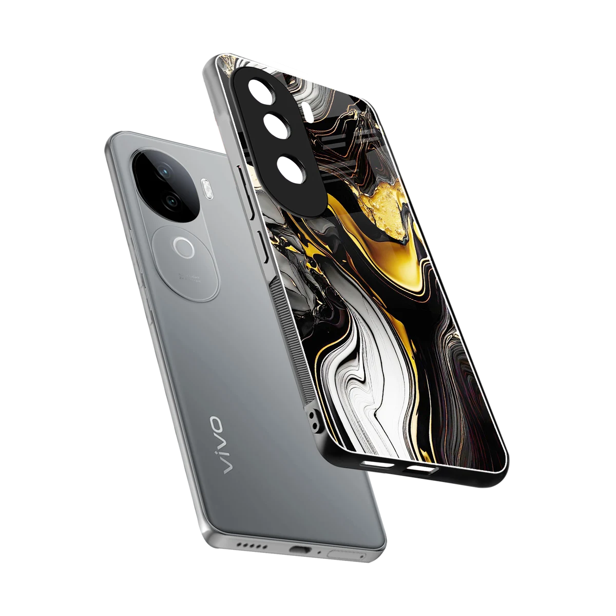Bronze Glow sleek vivo v40e cover with tempered glass back and TPU edges