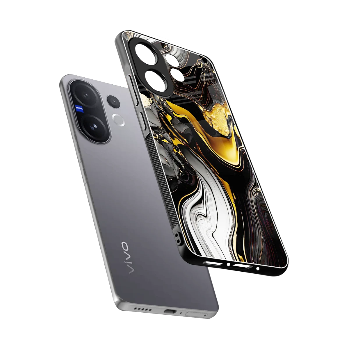 Bronze Glow sleek vivo v60 cover with tempered glass back and TPU edges