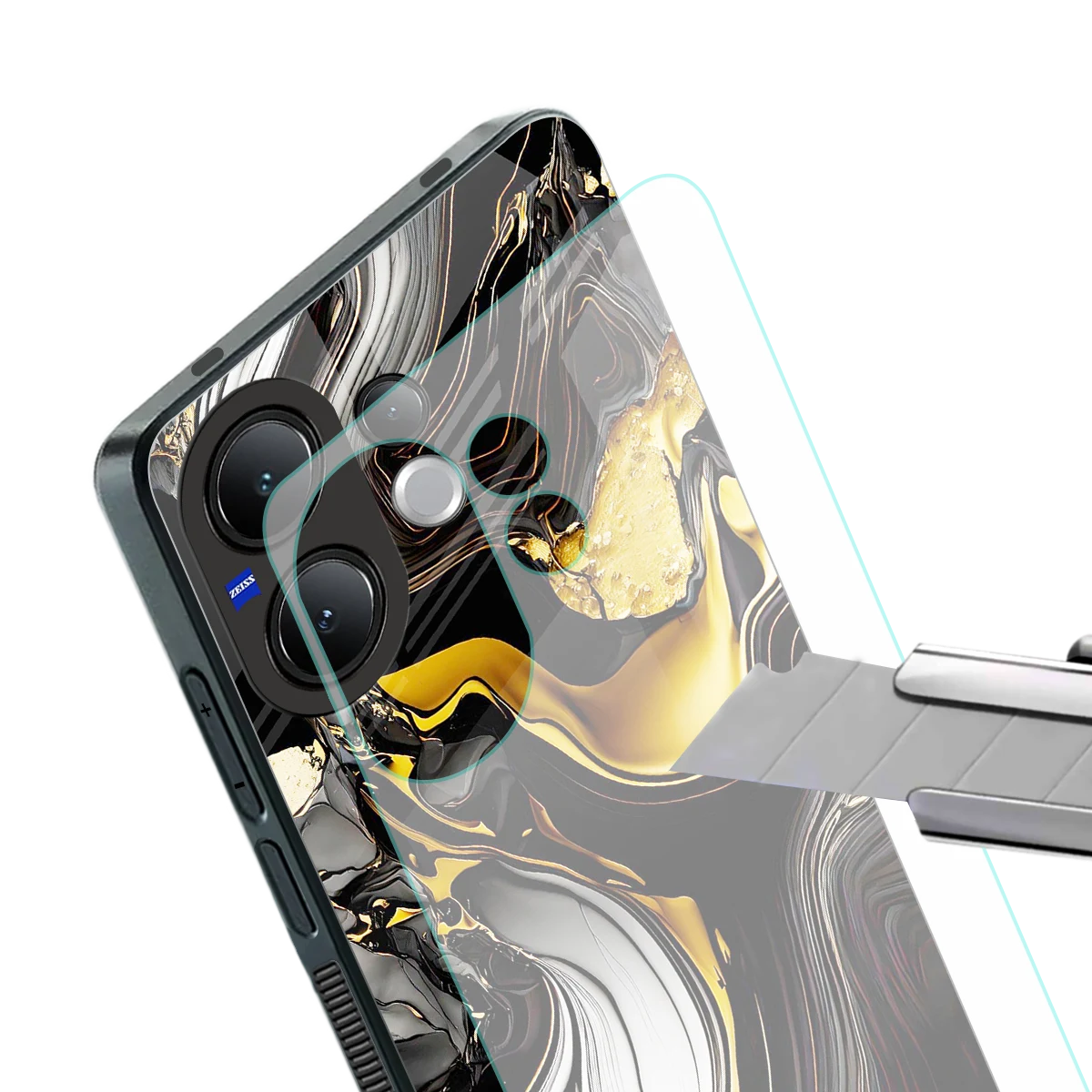 Bronze Glow stylish phone case for vivo v60 | glossy glass and slim fit