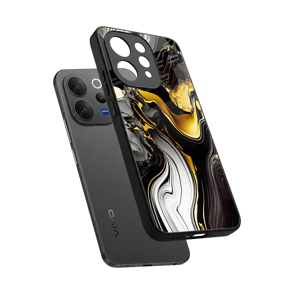 Bronze Glow sleek vivo v70 cover with tempered glass back and TPU edges