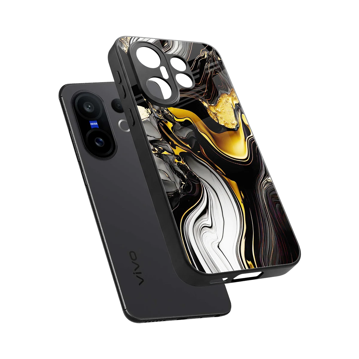 Bronze Glow sleek vivo x200 fe cover with tempered glass back and TPU edges
