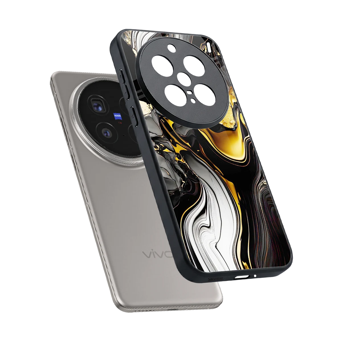 Bronze Glow sleek vivo x200 pro cover with tempered glass back and TPU edges