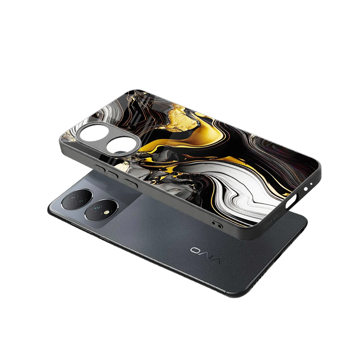 Bronze Glow sleek Vivo-y100 cover with tempered glass back and TPU edges
