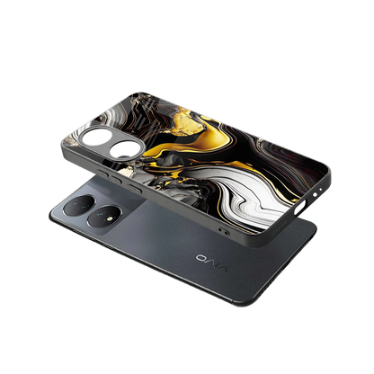 Bronze Glow sleek Vivo-y100 cover with tempered glass back and TPU edges