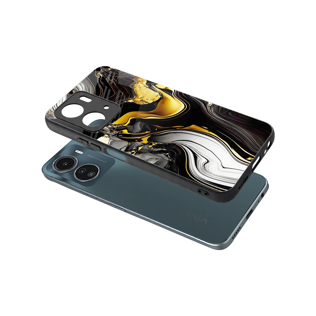 Bronze Glow sleek vivo y16 cover with tempered glass back and TPU edges