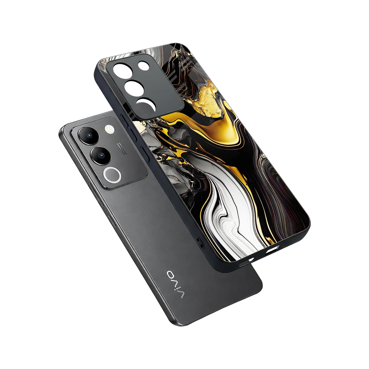 Bronze Glow sleek vivo y200 5g cover with tempered glass back and TPU edges