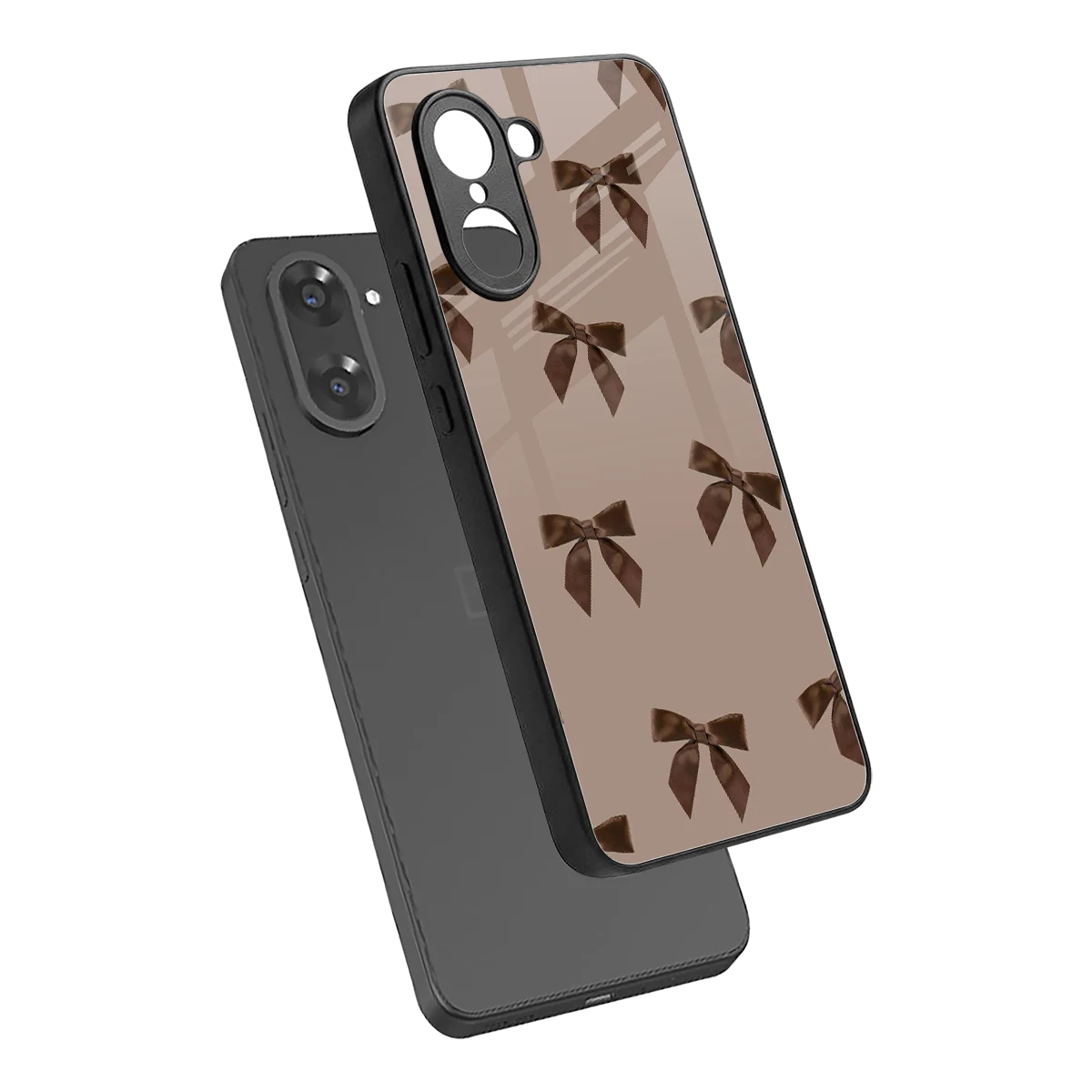 Brown Bow sleek oneplus nord ce5 5g cover with tempered glass back and TPU edges