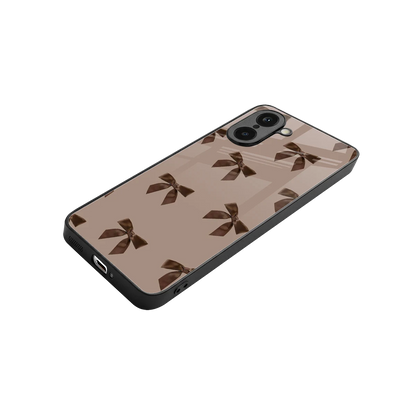 Brown Bow stylish phone case for oneplus nord ce5 5g | glossy glass and slim fit