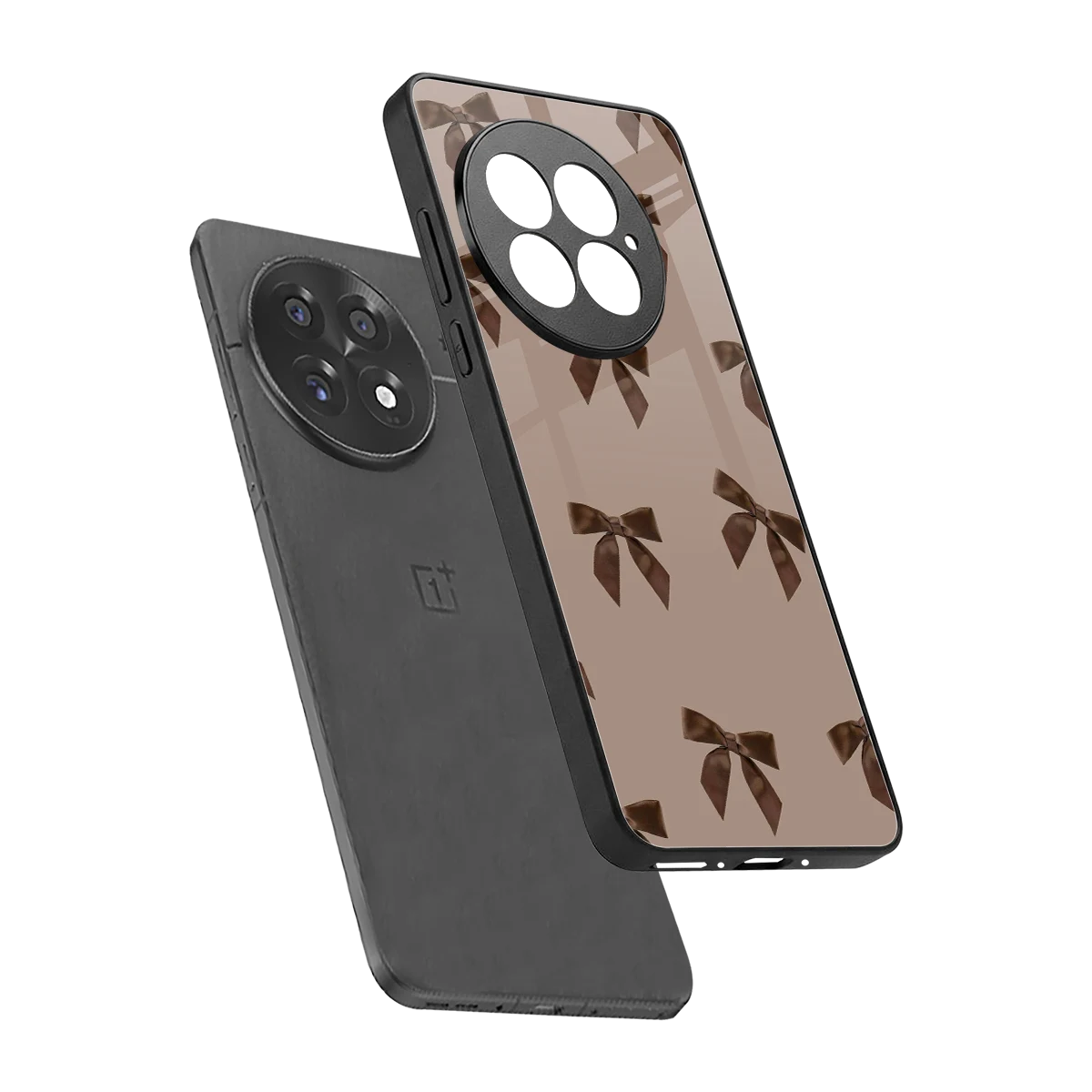 Brown Bow sleek oneplus 13 cover with tempered glass back and TPU edges