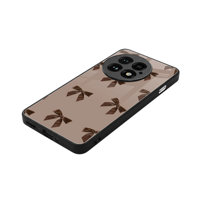 Brown Bow stylish phone case for oneplus 13 | glossy glass and slim fit