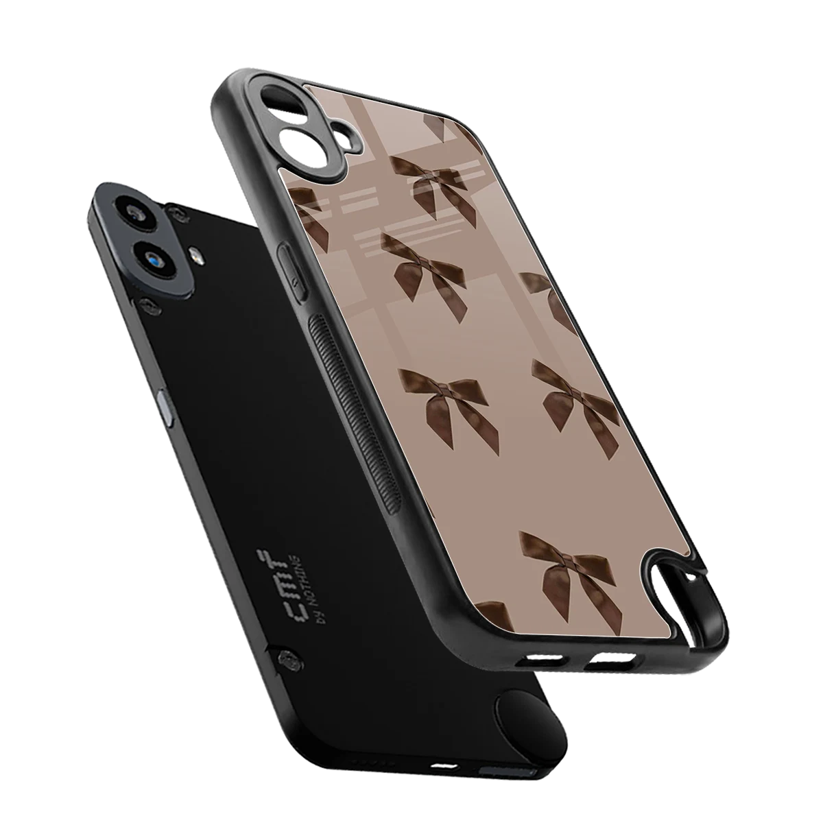 Brown Bow sleek cmf nothing phone 1 cover with tempered glass back and TPU edges