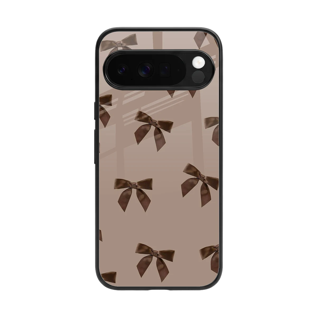 Brown Bow back phone cover | glass case for google pixel 10 pro xl
