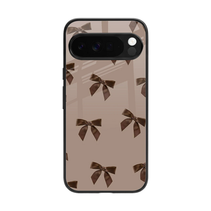 Brown Bow back phone cover | glass case for google pixel 10 pro xl