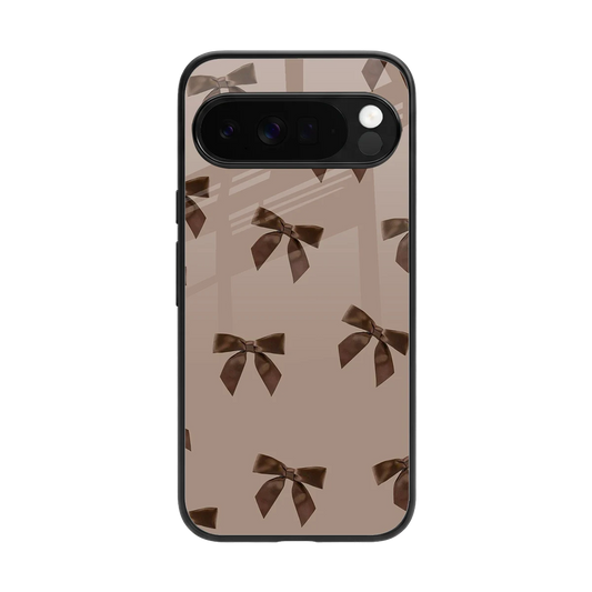 Brown Bow back phone cover | glass case for google pixel 10 pro xl