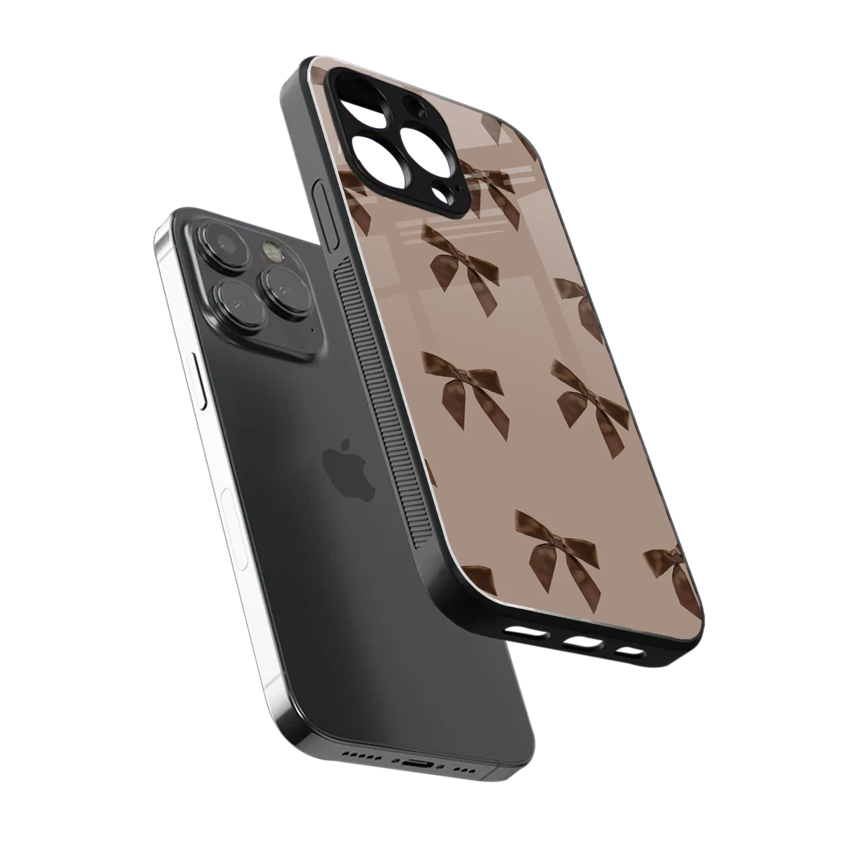 Brown Bow sleek iphone 13 pro cover with tempered glass back and TPU edges