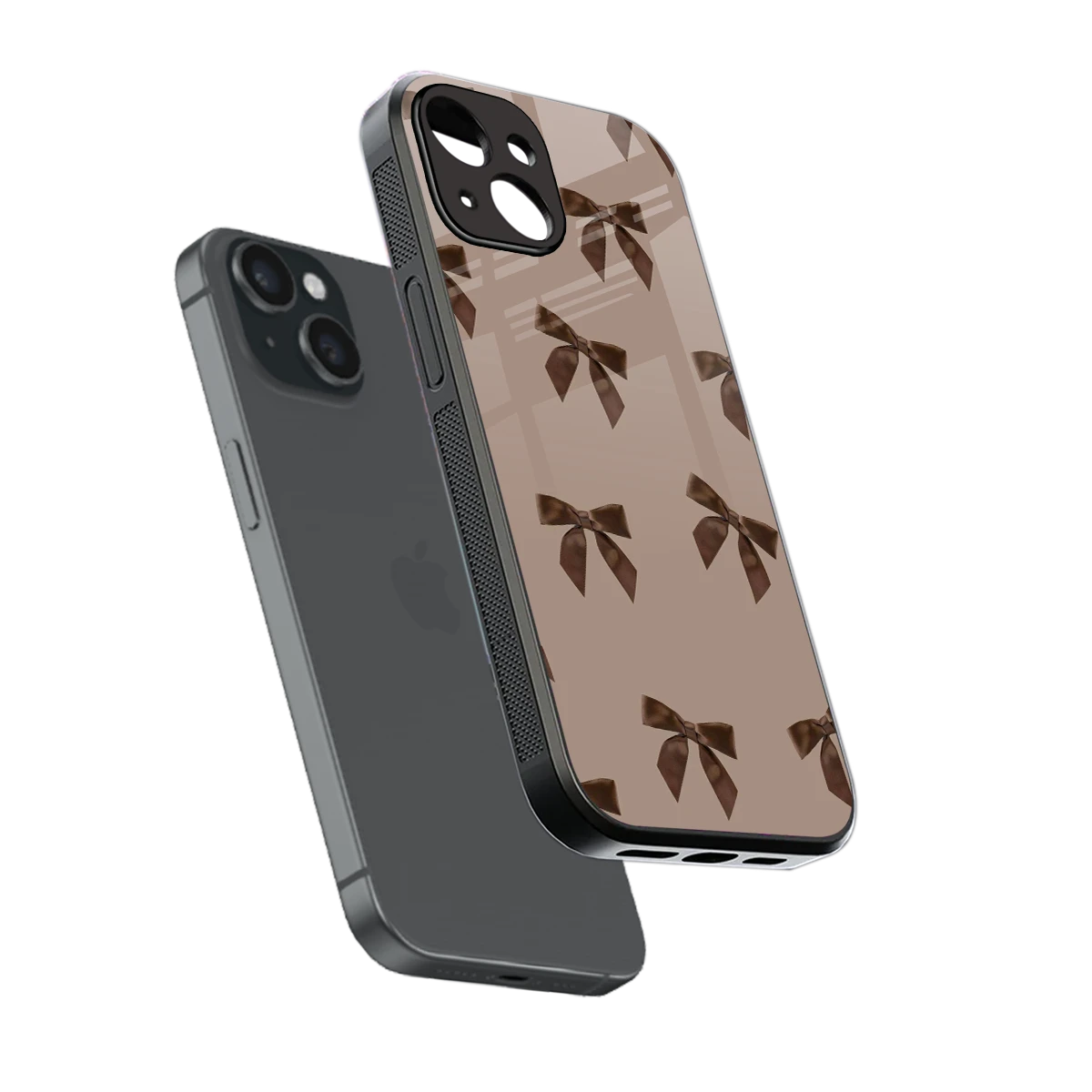 Brown Bow sleek iphone 13 cover with tempered glass back and TPU edges