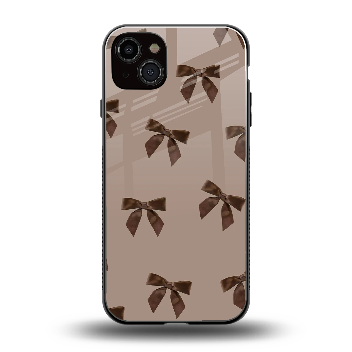 Brown Bow back phone cover | glass case for iphone 15 plus