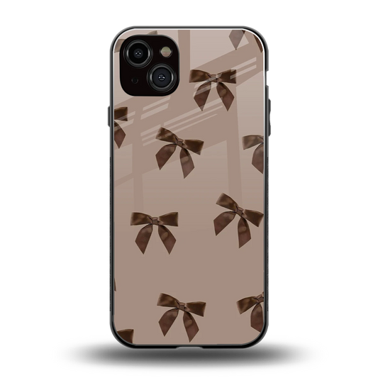 Brown Bow back phone cover | glass case for iphone 15 plus