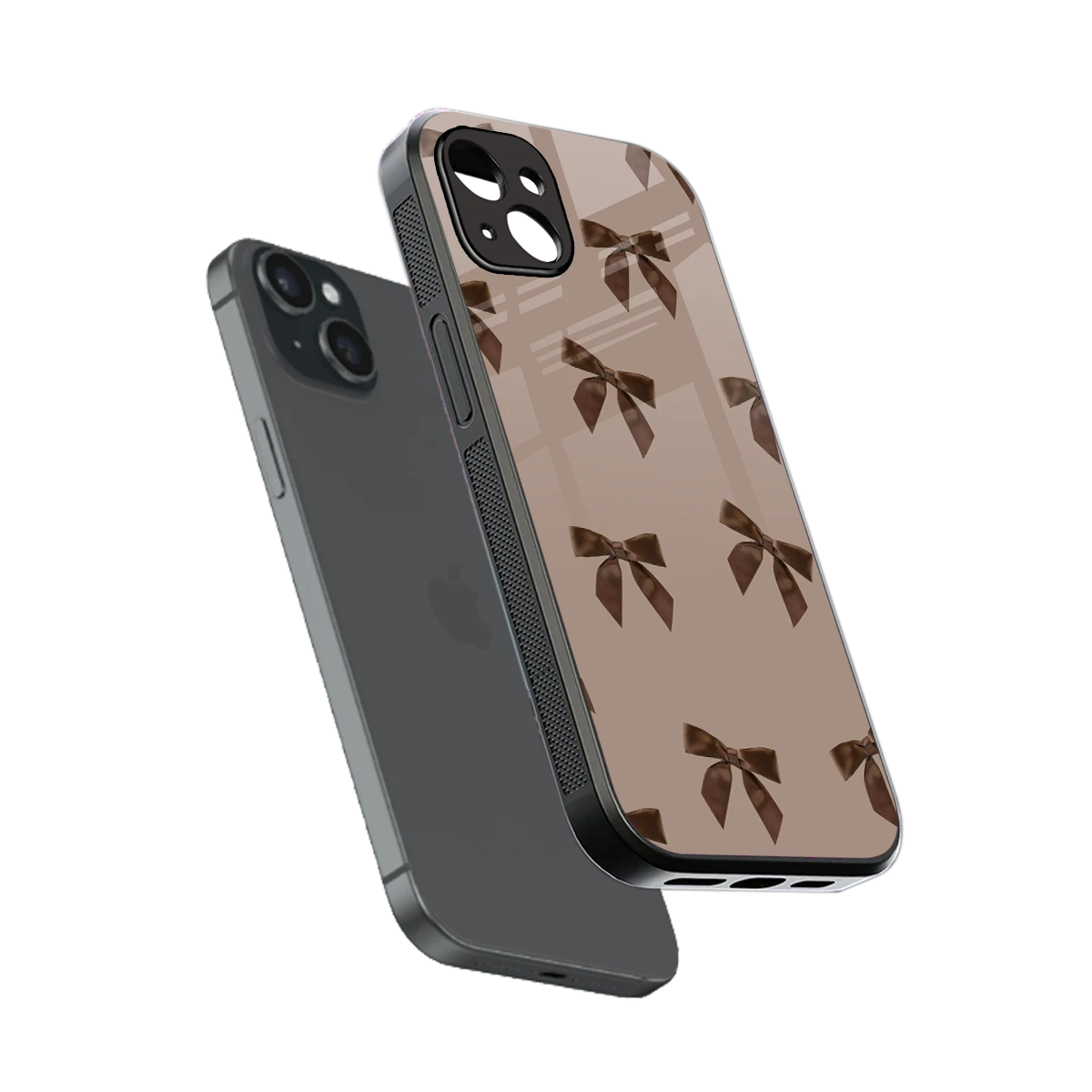 Brown Bow sleek iphone 14 plus cover with tempered glass back and TPU edges