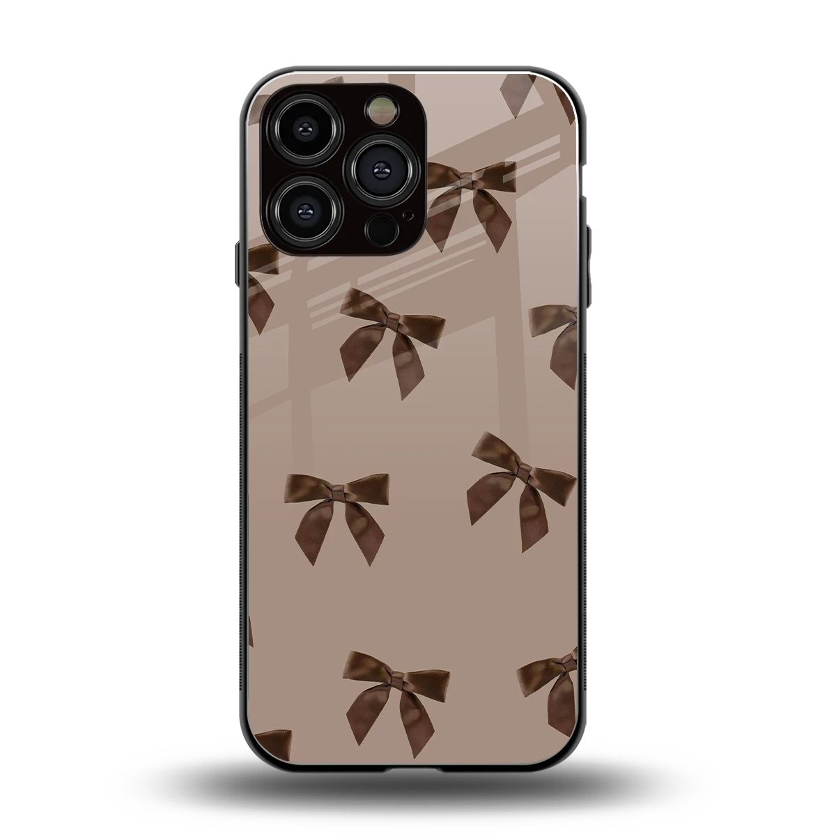 Brown Bow back phone cover | glass case for iphone 15 pro max