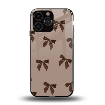 Brown Bow back phone cover | glass case for iphone 15 pro max
