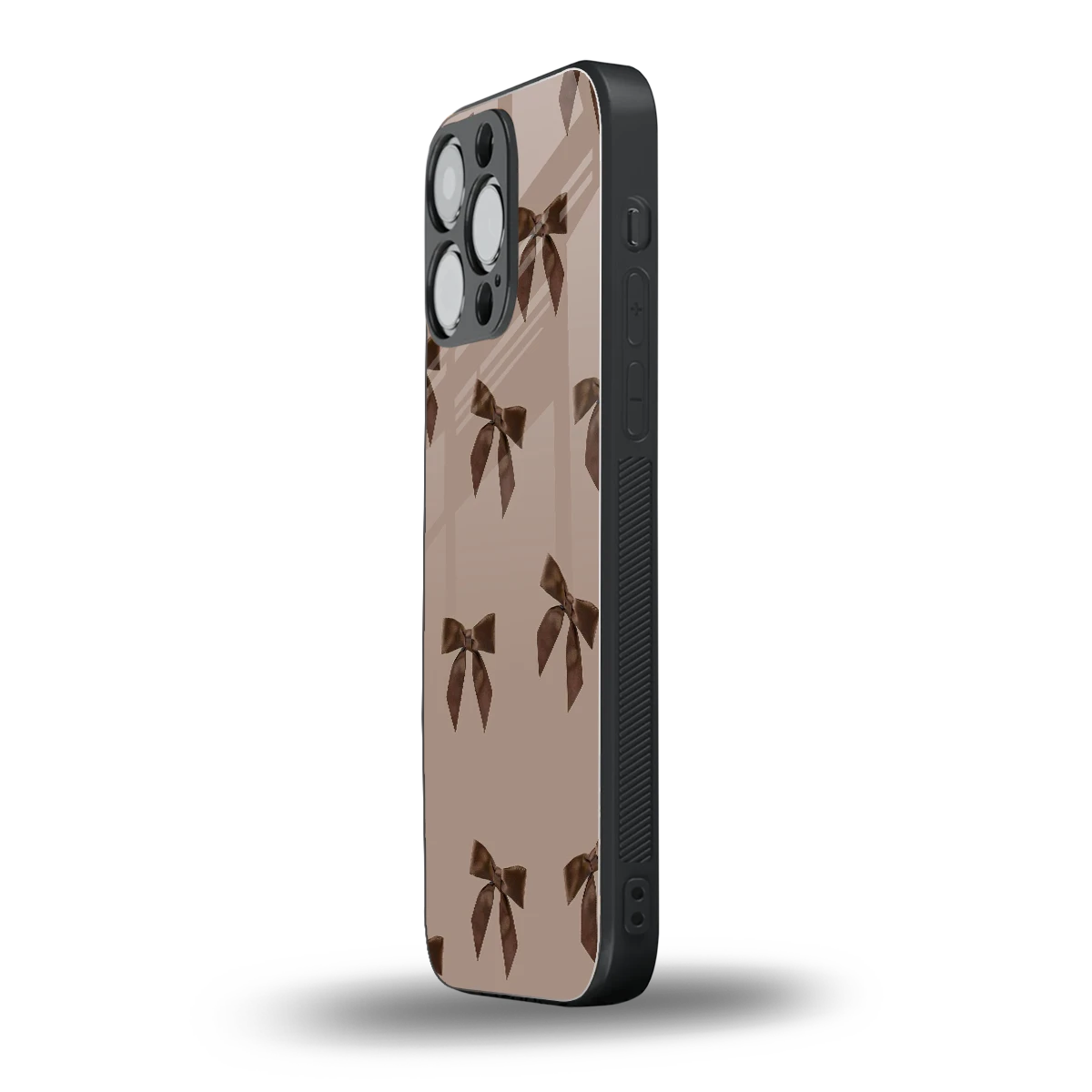 Brown Bow iphone 15 pro max mobile cover | shockproof glass phone case