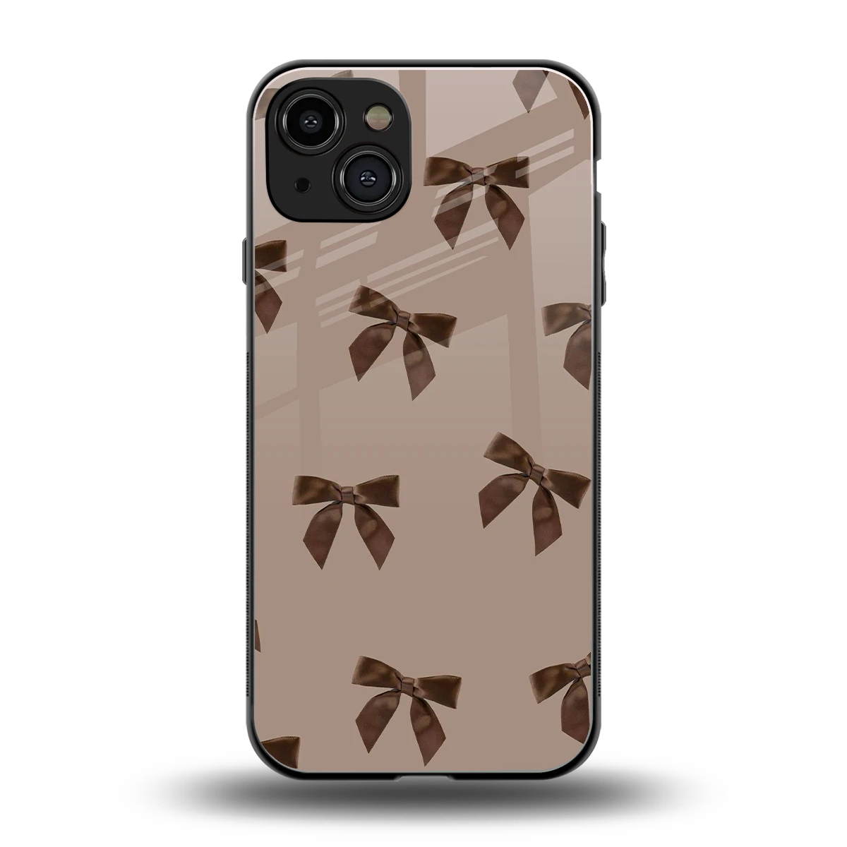 Brown Bow back phone cover | glass case for iphone 15