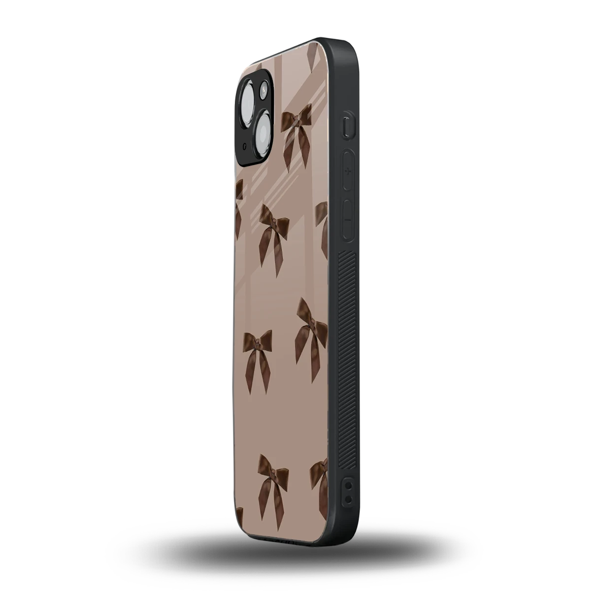 Brown Bow iphone 15 mobile cover | shockproof glass phone case