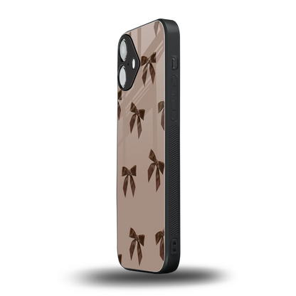 Brown Bow iphone 16 plus mobile cover | shockproof glass phone case