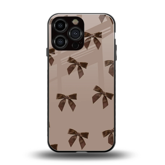 Brown Bow back phone cover | glass case for iphone 16 pro max