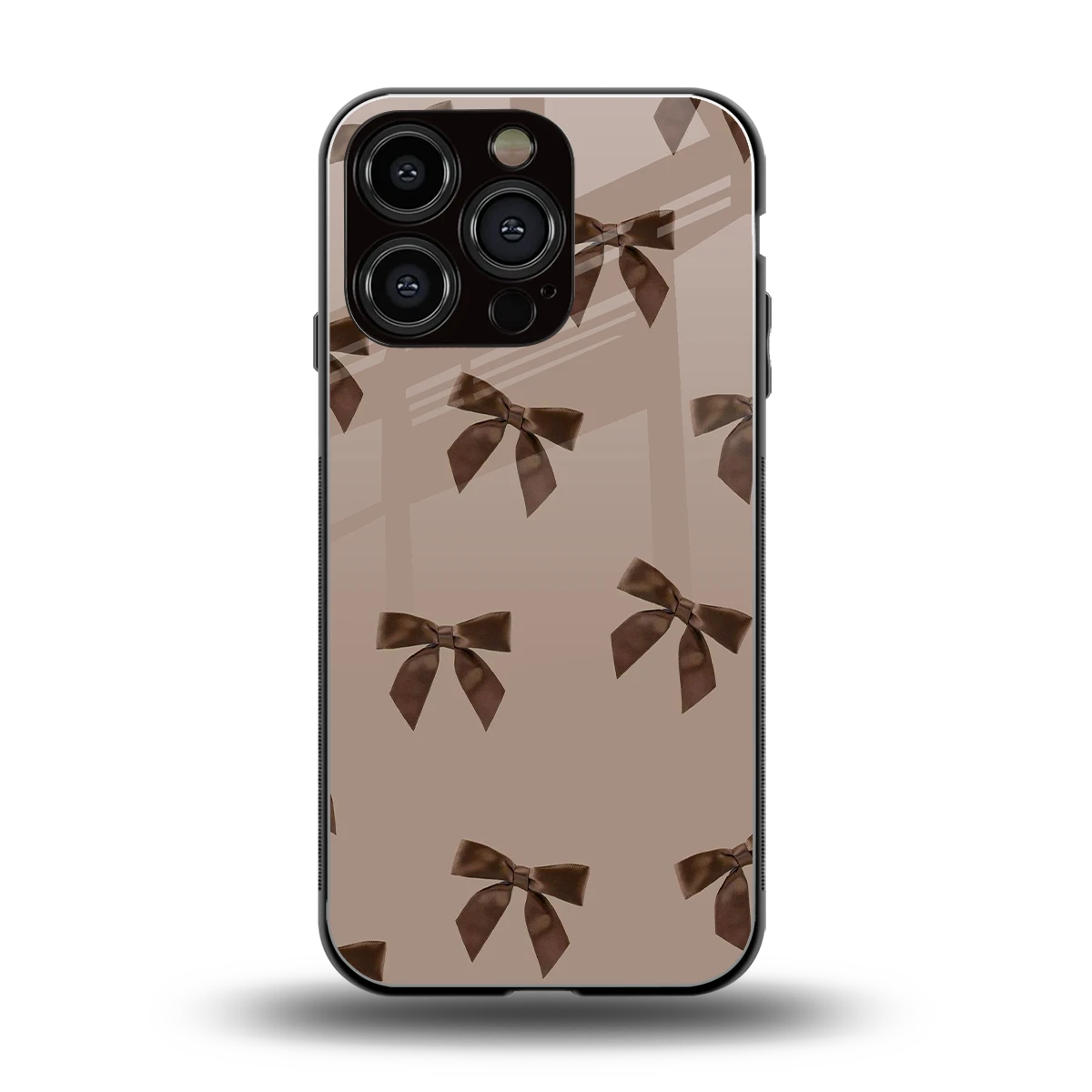 Brown Bow back phone cover | glass case for iphone 16 pro