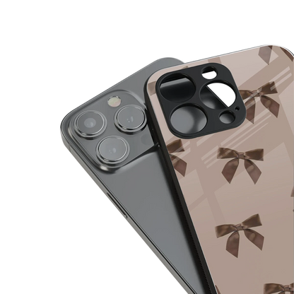 Brown Bow stylish phone case for iphone 17 pro max | glossy glass and slim fit