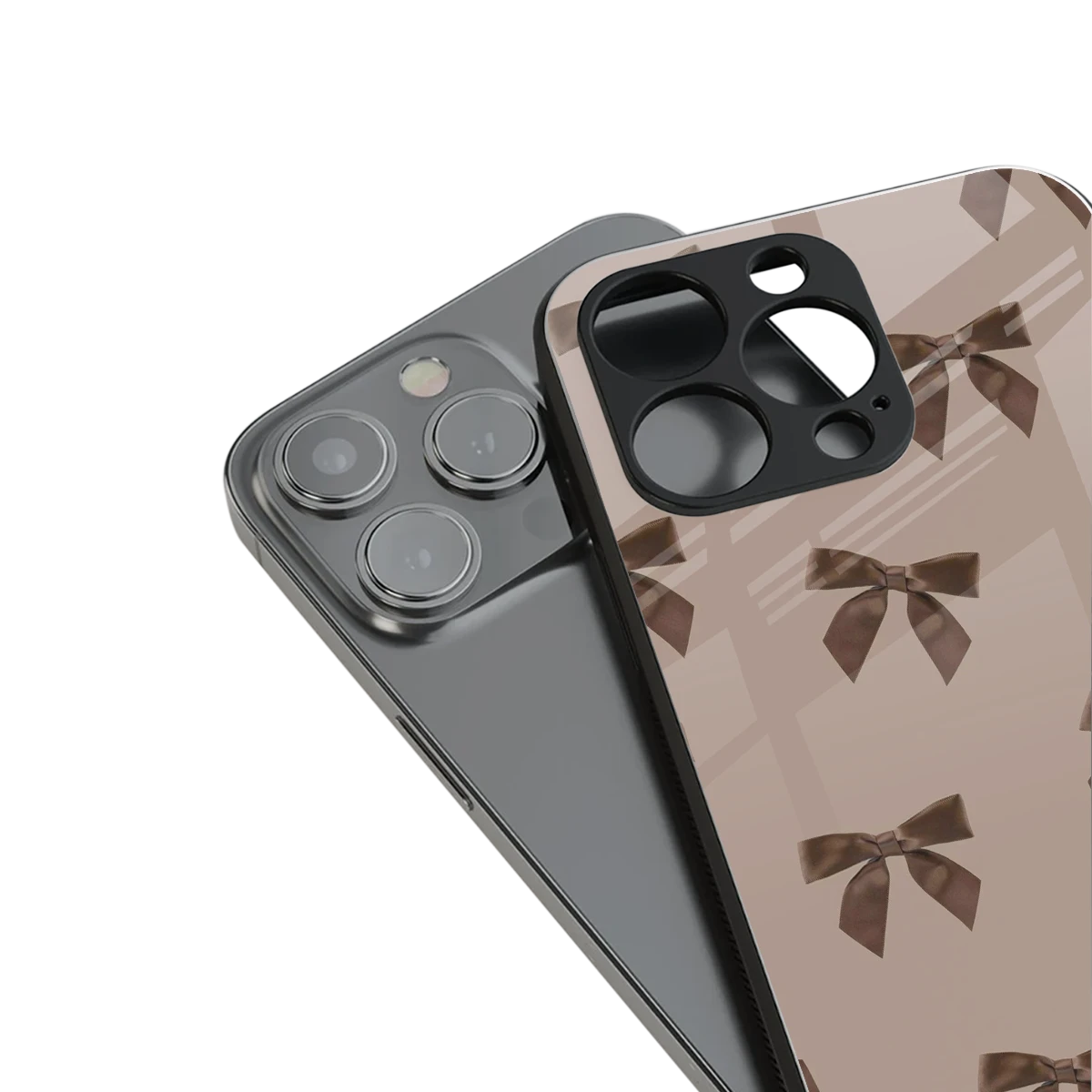Brown Bow stylish phone case for iphone 13 pro | glossy glass and slim fit
