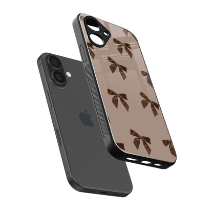 Brown Bow sleek iPhone 16 cover with tempered glass back and TPU edges