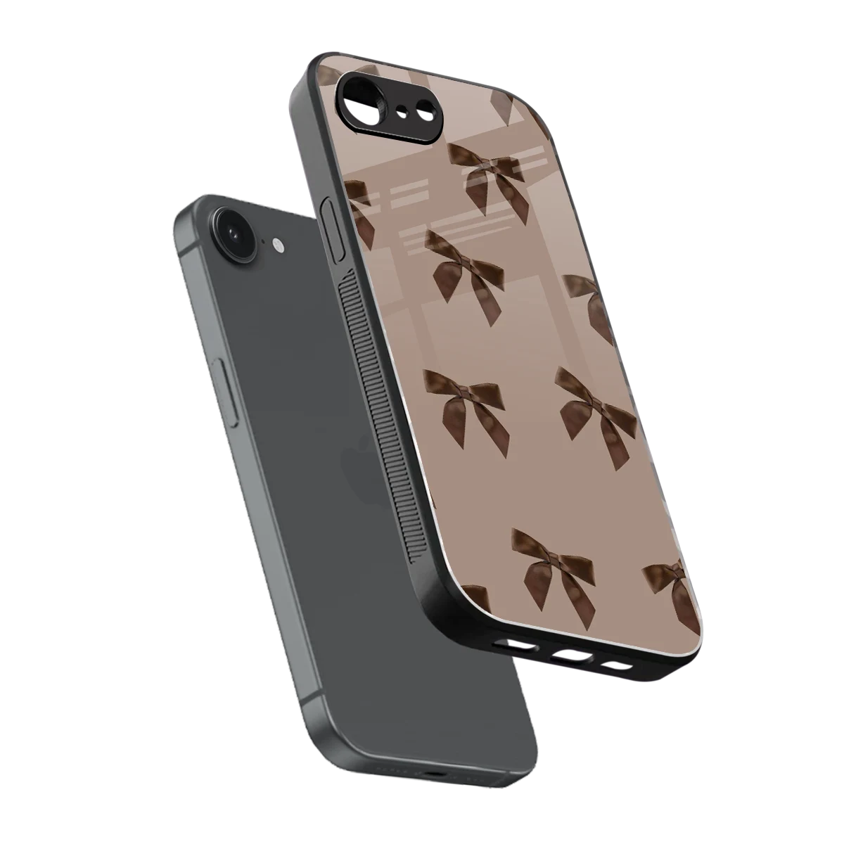 Brown Bow sleek iphone 16e cover with tempered glass back and TPU edges