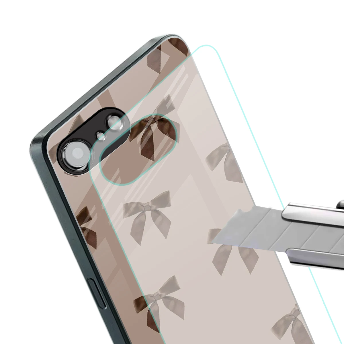 Brown Bow stylish phone case for iphone 16e | glossy glass and slim fit