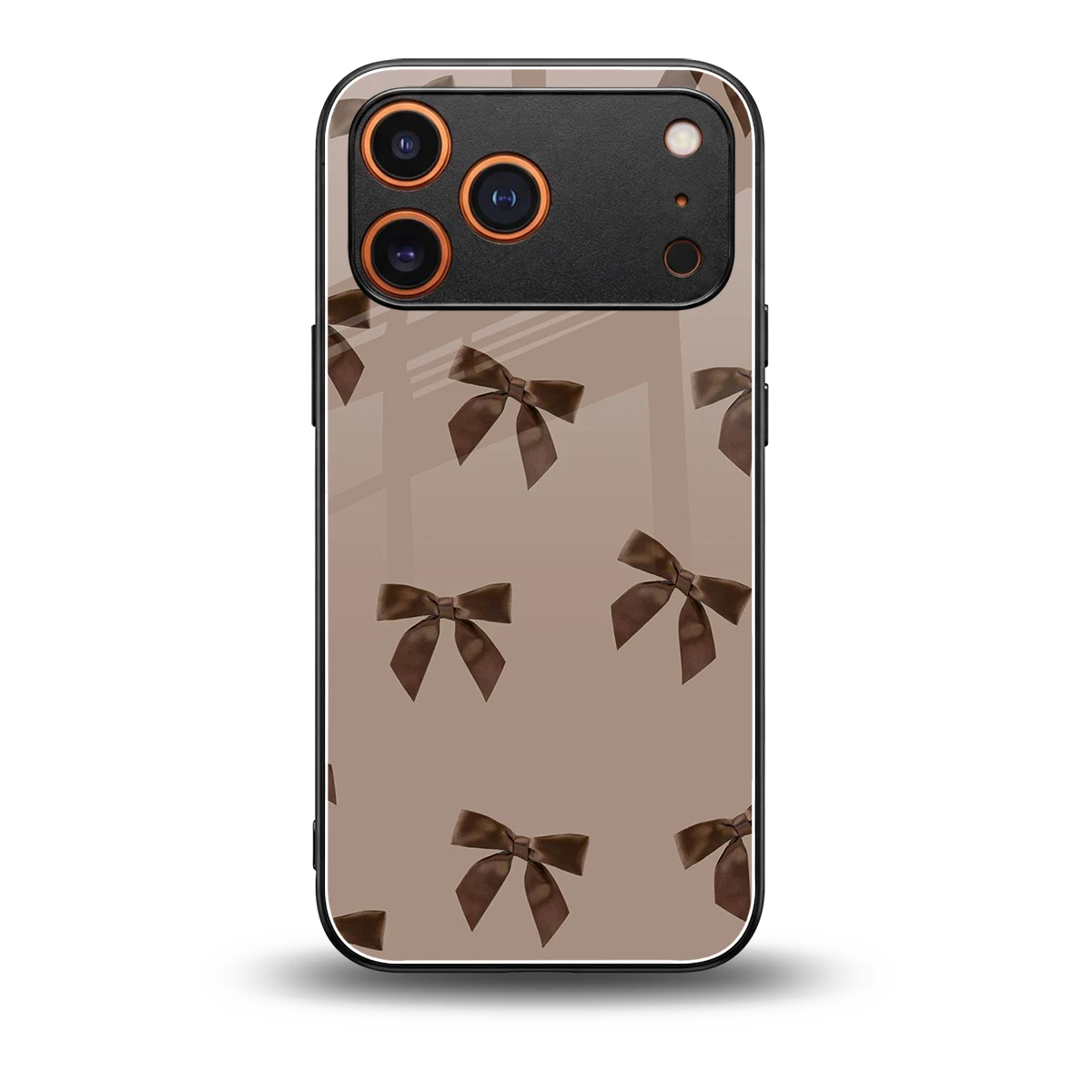 Brown Bow back phone cover | glass case for iphone 17 pro