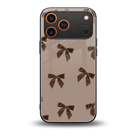 Brown Bow back phone cover | glass case for iphone 17 pro
