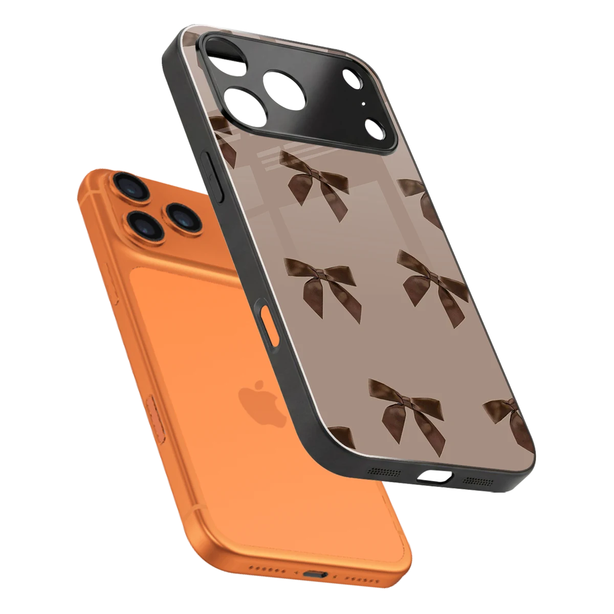 Brown Bow sleek iphone 17 pro max cover with tempered glass back and TPU edges