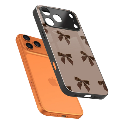 Brown Bow sleek iphone 17 pro max cover with tempered glass back and TPU edges