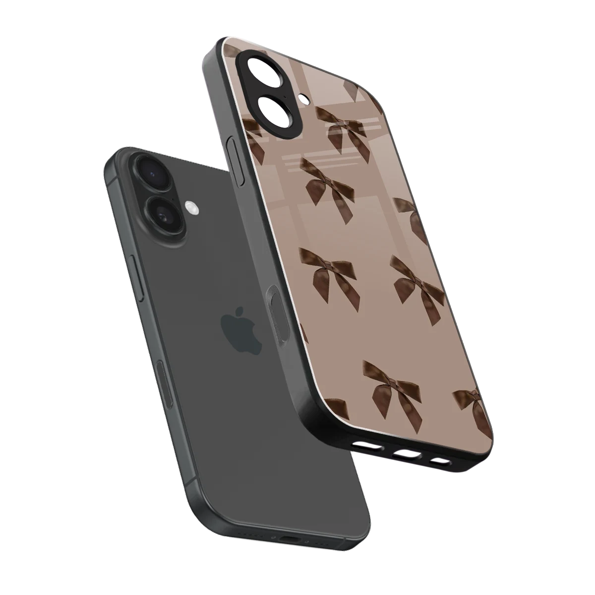 Brown Bow sleek iphone 17 cover with tempered glass back and TPU edges