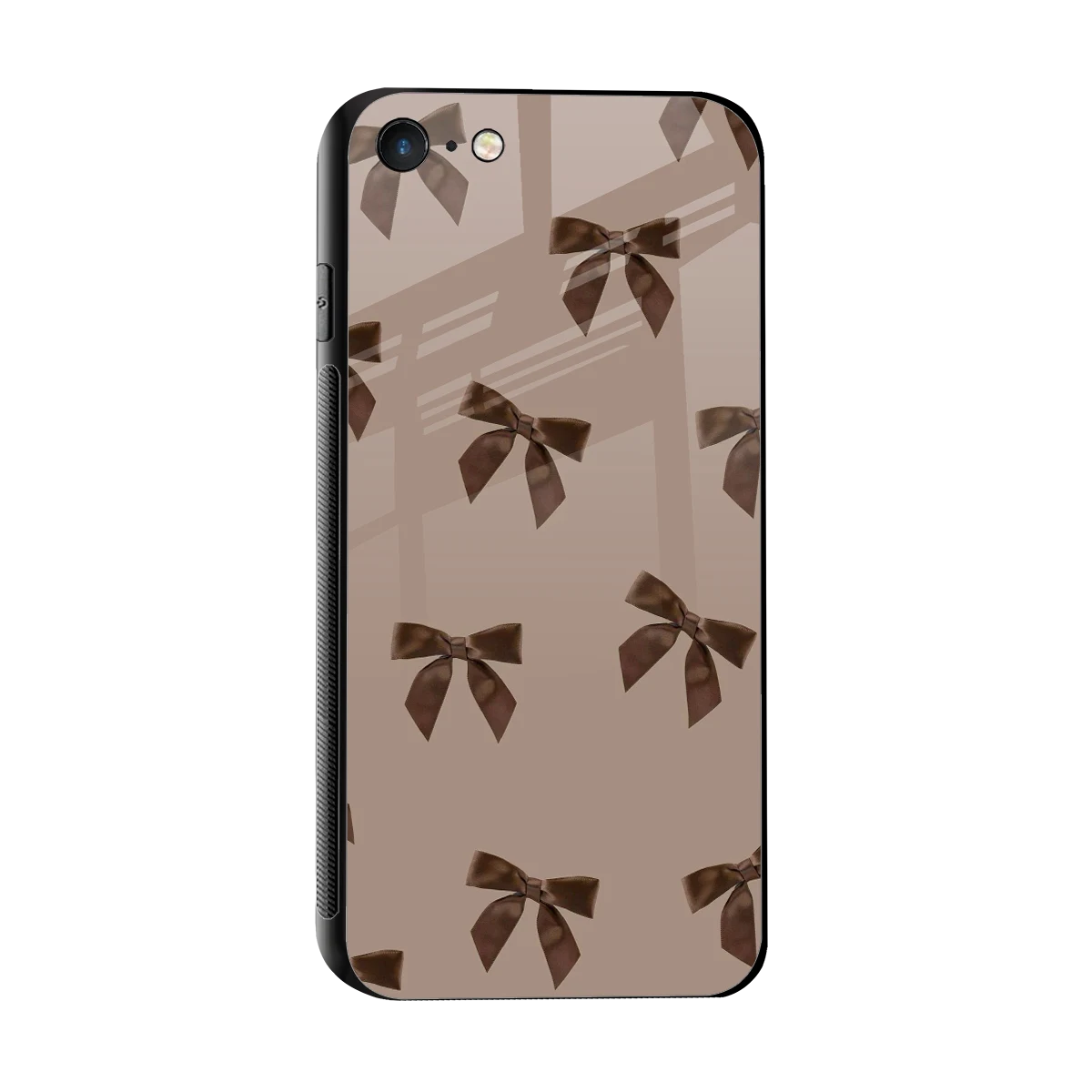 Brown Bow sleek iphone 7 cover with tempered glass back and TPU edges